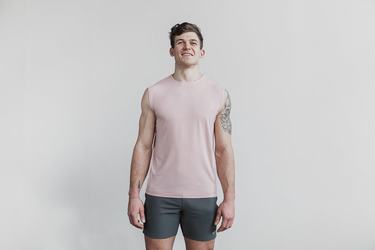 Nobull Lightweight Sleeveless Men's T Shirts Rose | Australia (UO7593)